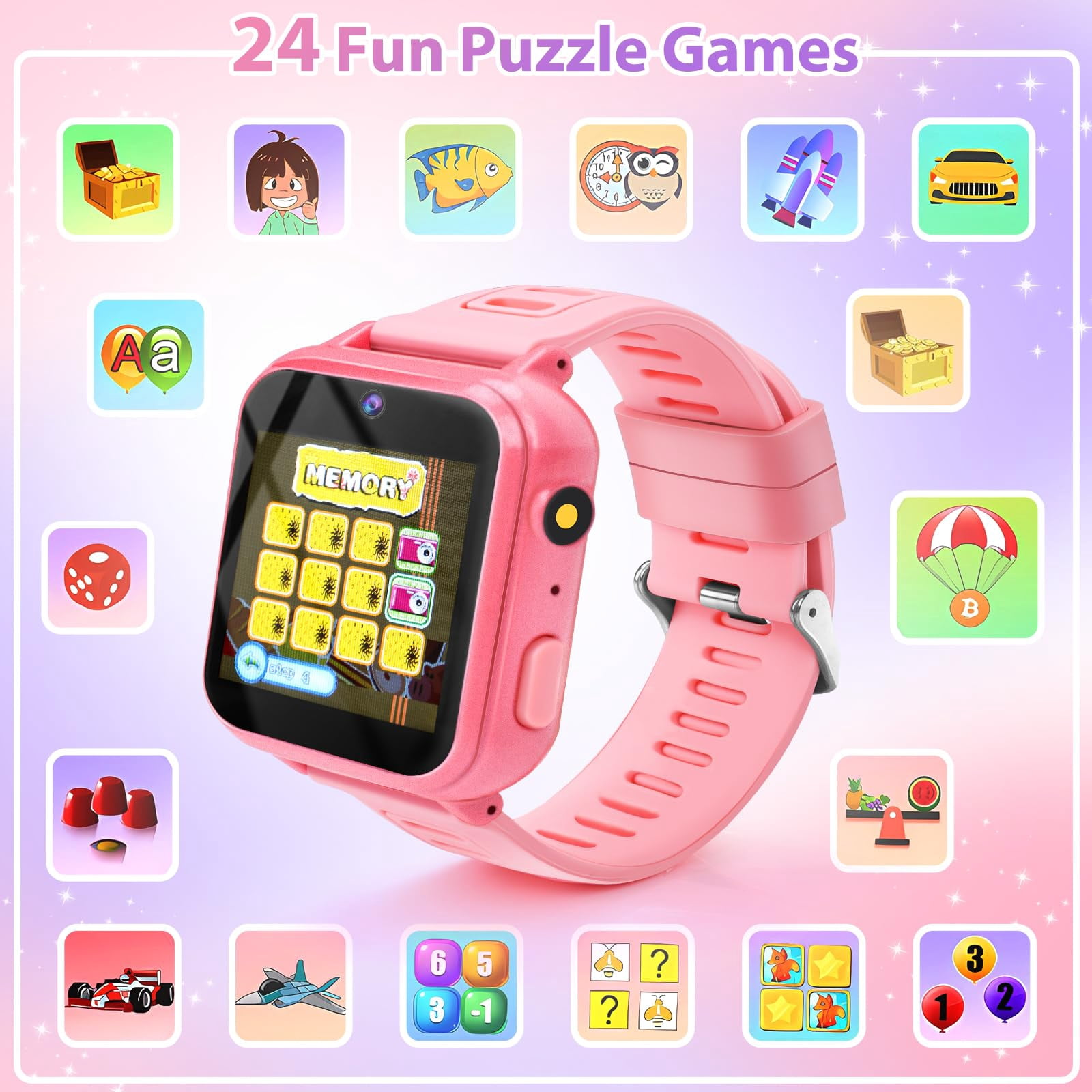 Kids Smart Watch Age 3-12, Smart Watch for Kids with HD Camera 26 Games Video, Alarm Music Smartwatch Toys Learning Watch Birthday Gift for 7 8 9 10 Year Old - Image 5