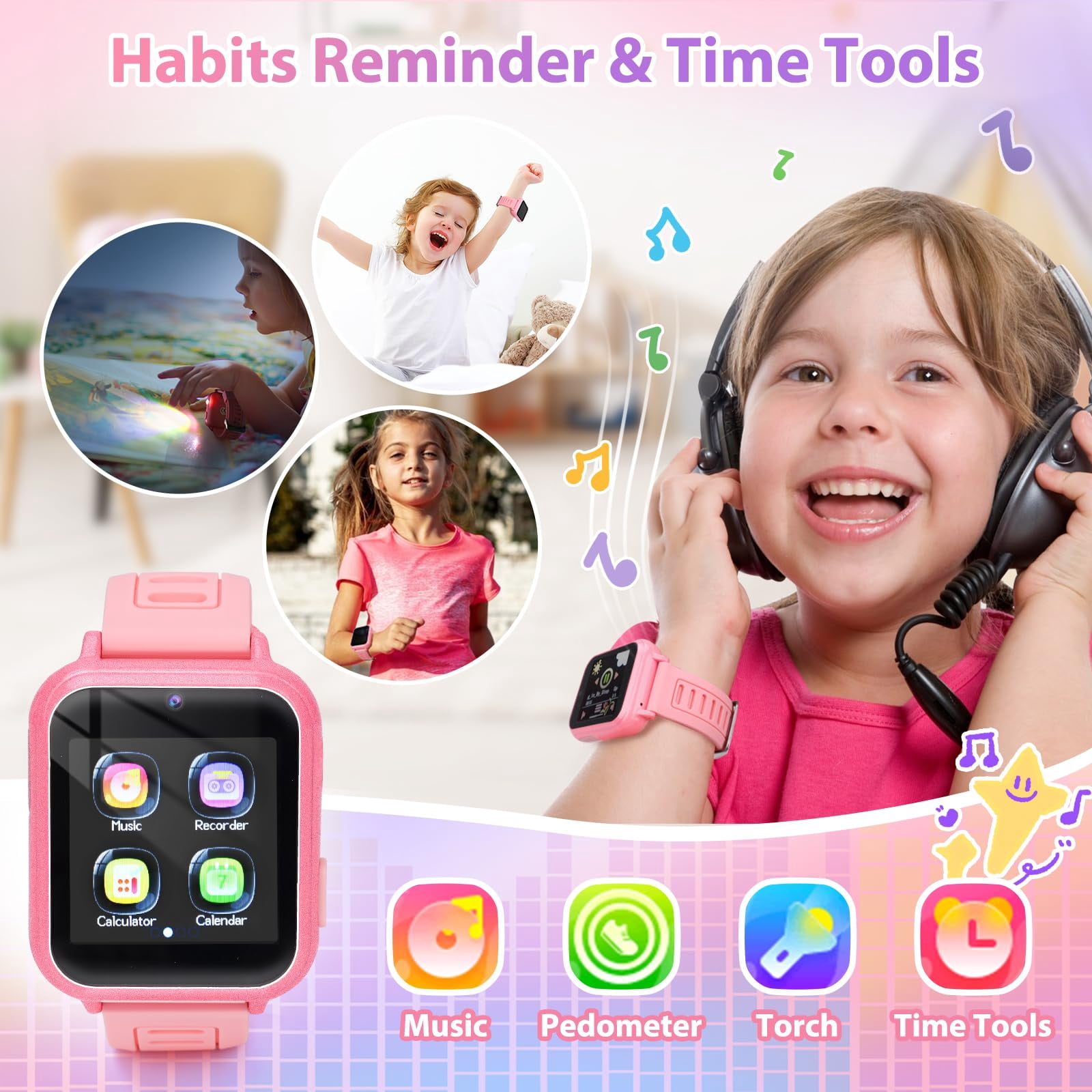 Kids Smart Watch Age 3-12, Smart Watch for Kids with HD Camera 26 Games Video, Alarm Music Smartwatch Toys Learning Watch Birthday Gift for 7 8 9 10 Year Old - Image 4