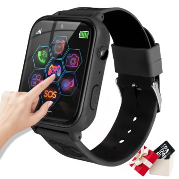 Kids Smart Watch for Boys Girls, Kids Smartwatch with Call SOS 10 Games Camera Music Player Calculator Touch Screen Wristwatch(with 1GB SD Card), Birthday Gift for Kids Aged 4-12 (Black)