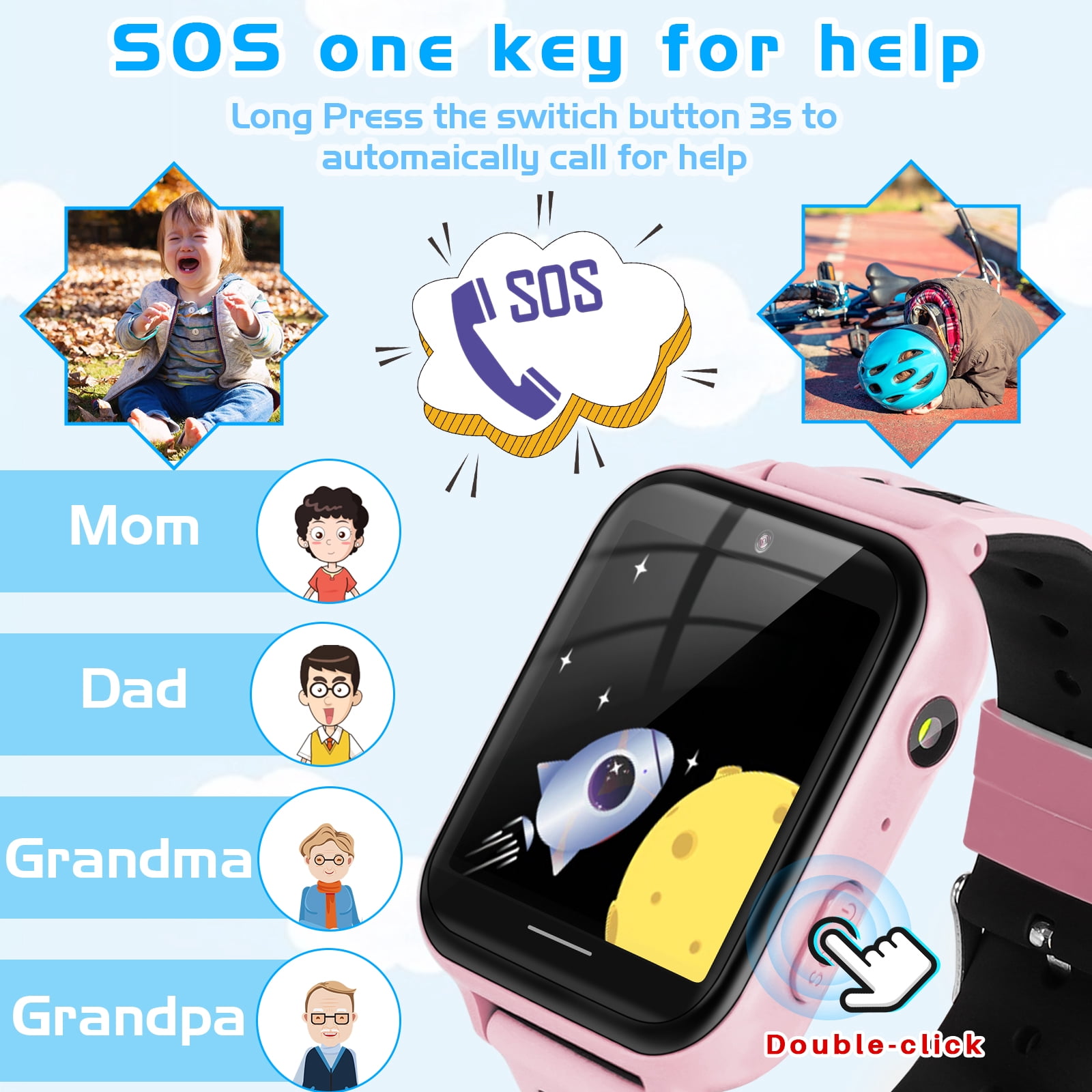Topchances Kids Smart Watch for Boys Girls – Smartwatch with Call 10 Games Music Player Camera SOS Alarm Clock Calculator Touch Screen Children Boys Girls Birthday Gifts for Age 4-12, Pink - Image 5