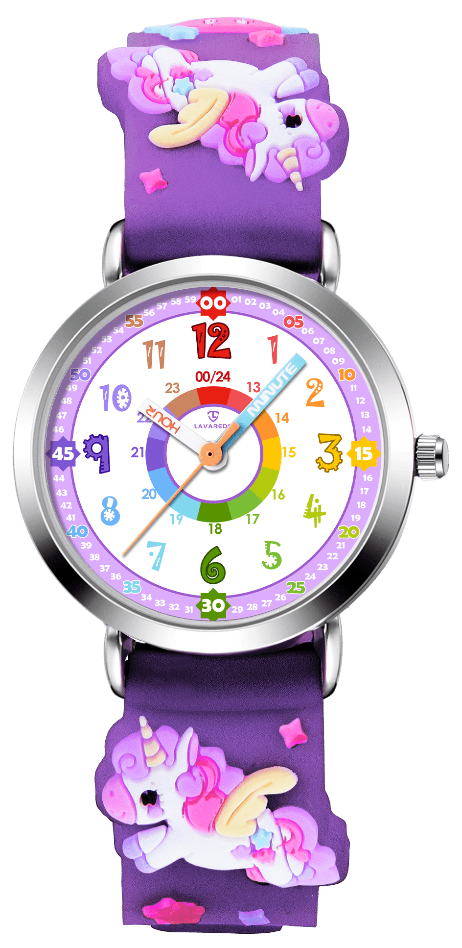 Kids Watch 3D Cartoon Watch Rainbow Dial Waterproof Watch for Girls Analog Watch with Quartz Movement Christmas Gift for Kids Age 4-12
