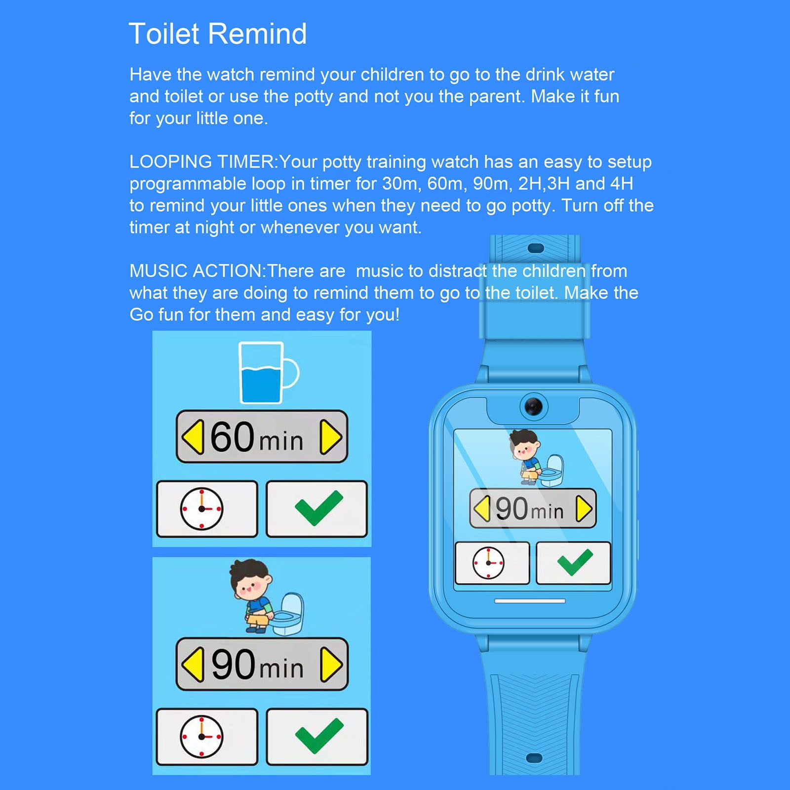 Kids Waterproof Smart Watch Smart Watch for Kids Touchscreen Kids Watches with Video Alarm Camera Toys for Girls Boys 3-12 Years Old Birthday - Image 5