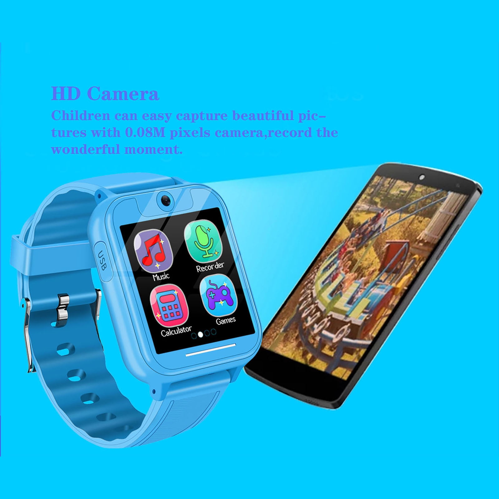 Kids Waterproof Smart Watch Smart Watch for Kids Touchscreen Kids Watches with Video Alarm Camera Toys for Girls Boys 3-12 Years Old Birthday - Image 3