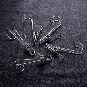 LABRIMP 5-Pack Stainless Steel Metal Clips for Clothes Pegs, Windproof Clips for Daily Use and General Household