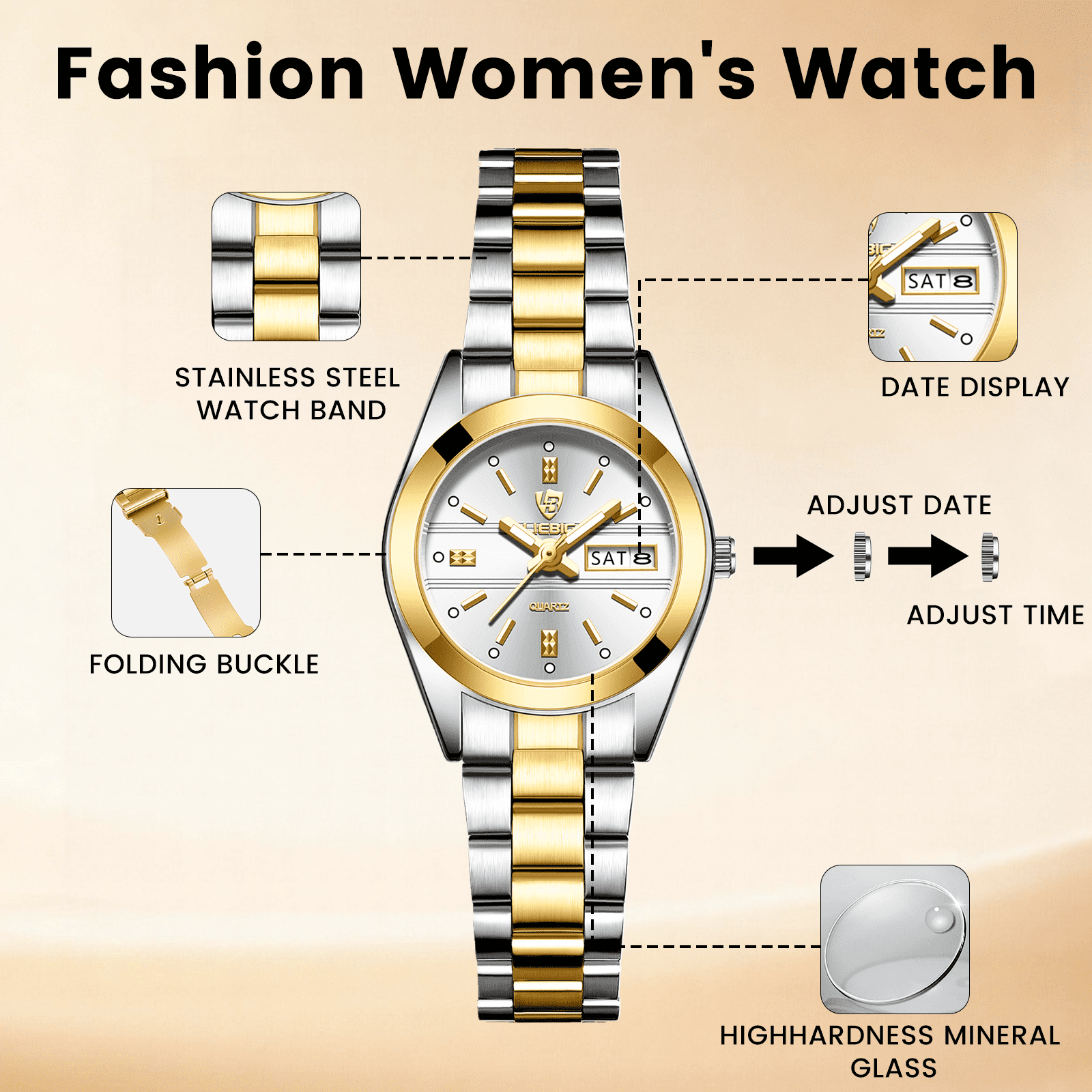 LIEBIG Women Watches Fashion Analog Quartz Waterproof Ladies Watch for Womens with Date - Image 4