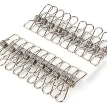 LITTLE HOME Stainless Steel Clothes Pegs 20 Pack - Windproof Laundry Clamps Heavy Duty Hanging Clips Pins for Clothesline Drying Rack Outdoor Indoor Use Rust Resistant 5.6cm/2.2" Long