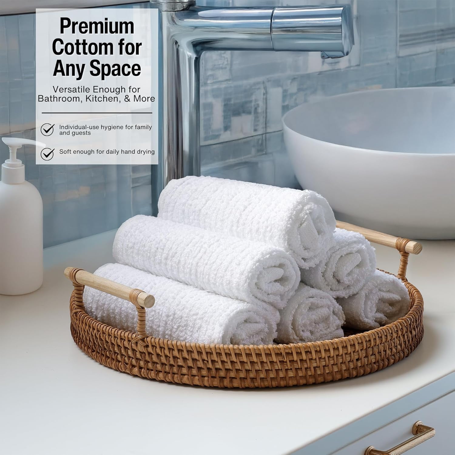 Living Fashions 12 Pack Bar Towels - Bar Mop Cleaning Kitchen Towels - Premium Cotton Dish Towels, Size 16" x 19" - Image 3