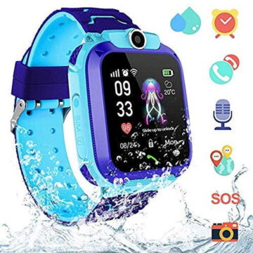LNKOO Kids Waterproof Smart Watch, AGPS Tracker Phone SOS Anti-Lost Alarm Sim Card Slot Touch Screen Voice Chat Smartwatch Christmas Birthday Gifts for Children Girls Boys