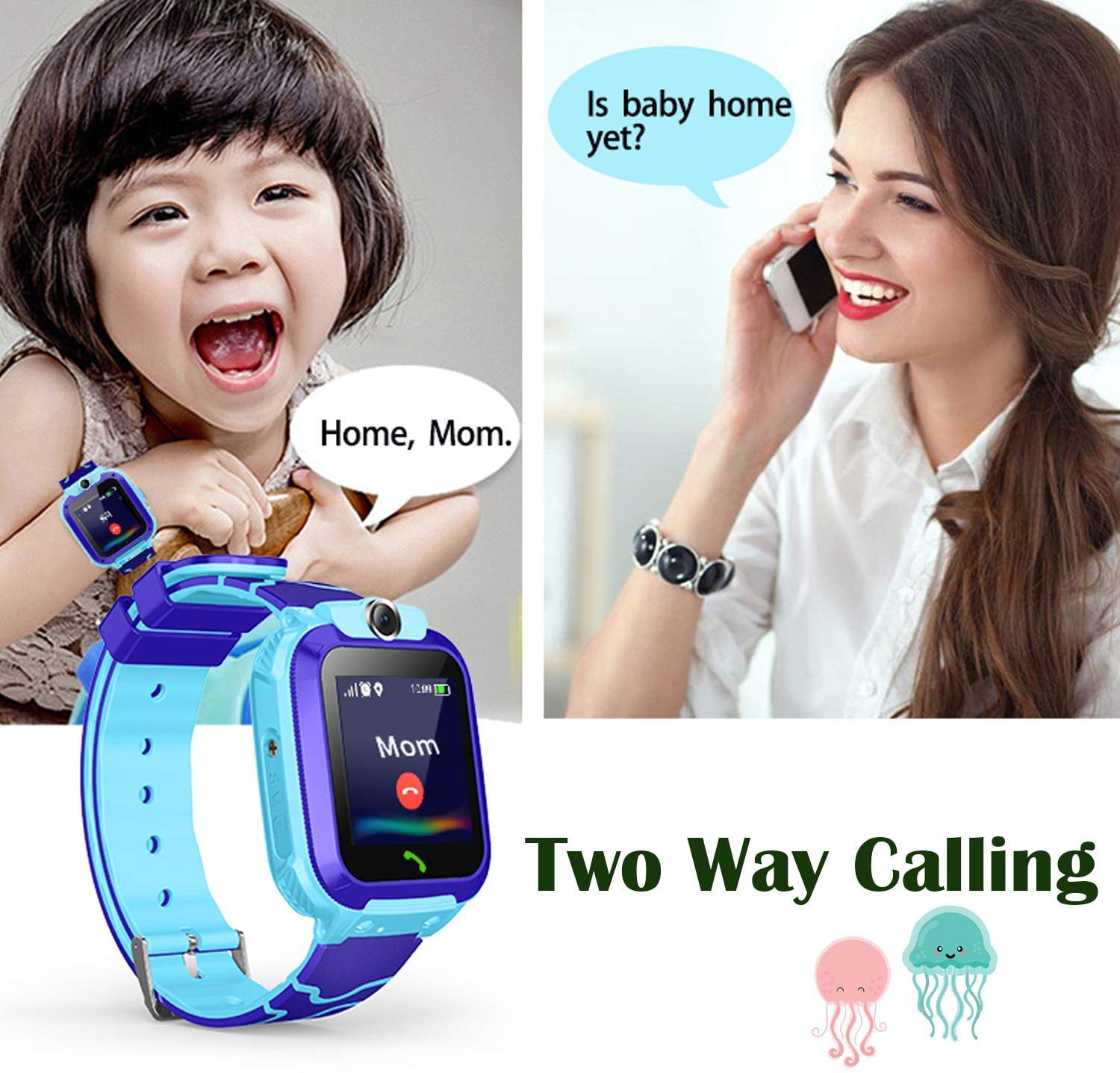LNKOO Kids Waterproof Smart Watch, AGPS Tracker Phone SOS Anti-Lost Alarm Sim Card Slot Touch Screen Voice Chat Smartwatch Christmas Birthday Gifts for Children Girls Boys - Image 5
