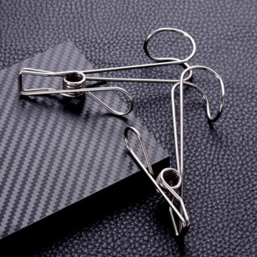 LOLIPPYY 5-Pack Metal Clothes Pins Clips for Laundry, Stainless Steel Windproof Household Clips, Clothespins