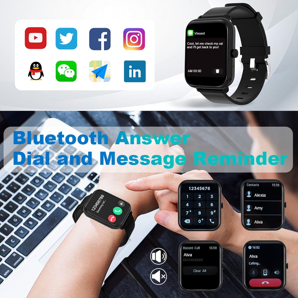 LRSE Smartwatch for Men and Women, 1.81-Inch Smart Watch for Android and Ios, Watch with Bluetooth Calling, Waterproof Sports Fitness Tracker, Black - Image 4