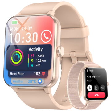 LUOMATE Smart Watch for Men Women, 1.85" Touch Screen with Bluetooth Calling, 100+ Sport Modes, IP69 Waterproof, Pedometer, Compatible with Android iOS (Pink)