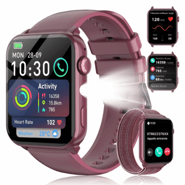 LUOMATE Smart Watch for Women Men, 1.91" Touchscreen Fitness Tracker with Bluetooth Calling, 100+ Sport Modes, IP68 Waterproof Pedometer, Message Notifications Compatible with Android iPhone (Purple)