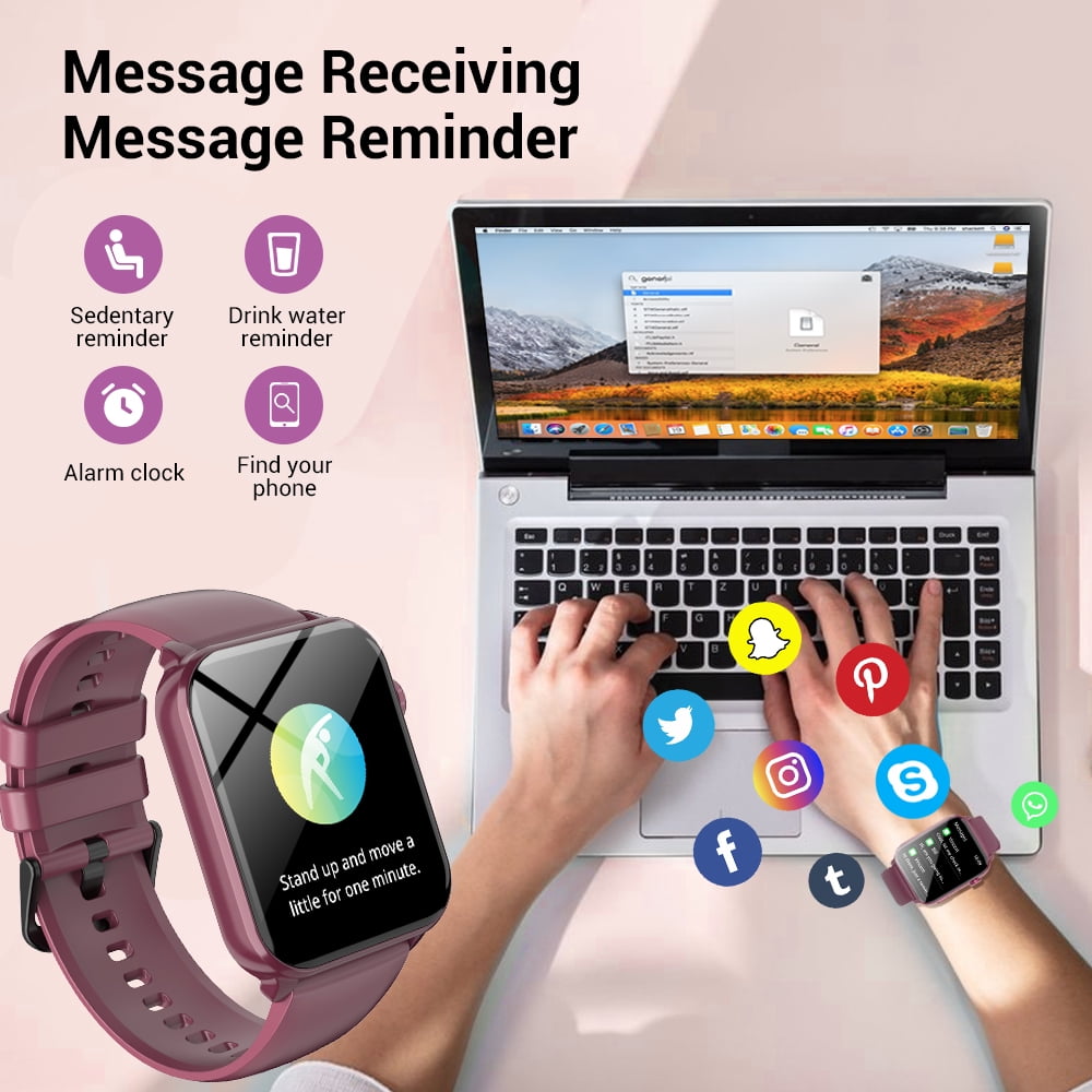 LUOMATE Smart Watch for Women Men, 1.91" Touchscreen Fitness Tracker with Bluetooth Calling, 100+ Sport Modes, IP68 Waterproof Pedometer, Message Notifications Compatible with Android iPhone (Purple) - Image 3