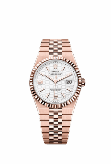 Unworn 2025, Rolex Land-Dweller 40, 18k Everose Gold, Intense white dial, Fluted Flat Jubilee, Ref# 127335-0001, box and papers 1:1