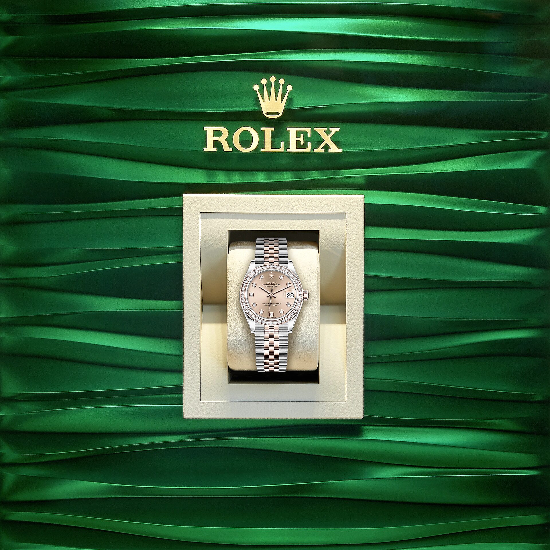 Rolex Datejust 31, Oystersteel, 18kt Everose Gold and diamonds, Ref# 278381RBR-0024 1:1 - Image 5