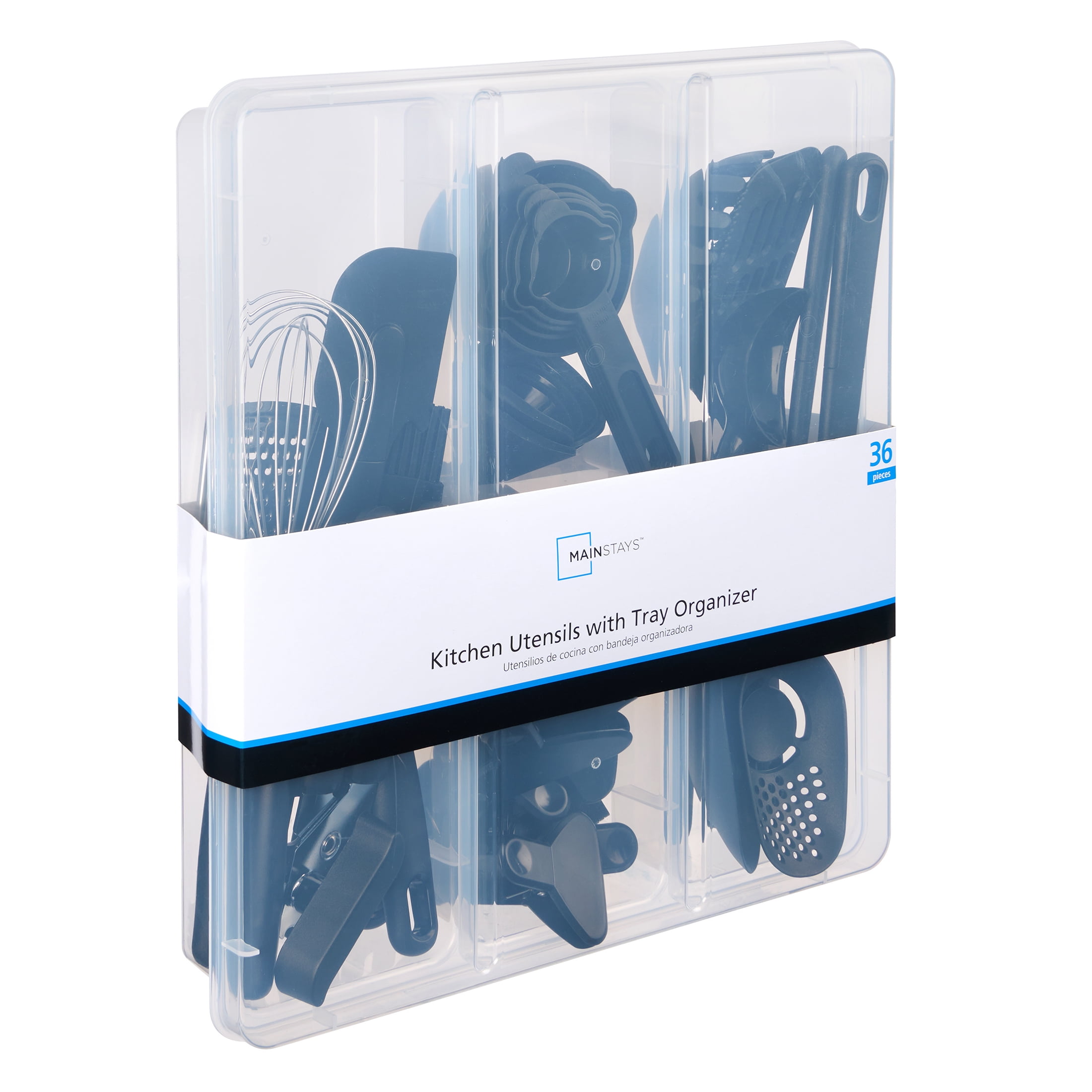 Mainstays 36 Piece Kitchen Gadget Set with Kitchen Cooking Utensils, and Drawer Organizer, Black - Image 3