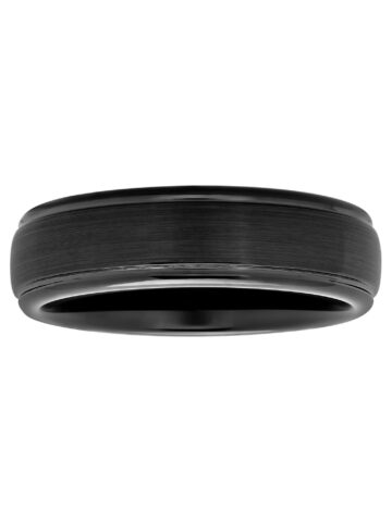Men's Black Tungsten Grooved Satin Comfort Fit 6MM Wedding Band by Brilliance Fine Jewelry - Mens Ring
