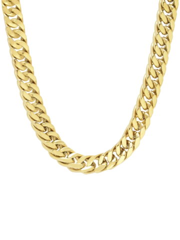 Men’s Stainless Steel Yellow-Tone 9MM Curb Chain Necklace 24" - Brilliance Fine Jewelry