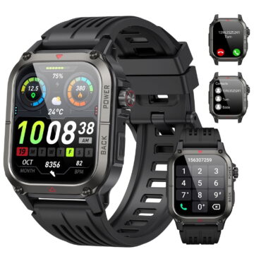 Military Smart Watches for Men Answer/Make Calls 1.91'' HD Rugged Smart Watch Fits for Android and iPhone, Waterproof Fitness Tracker with 100+ Sport Modes, Watches for Men, Black