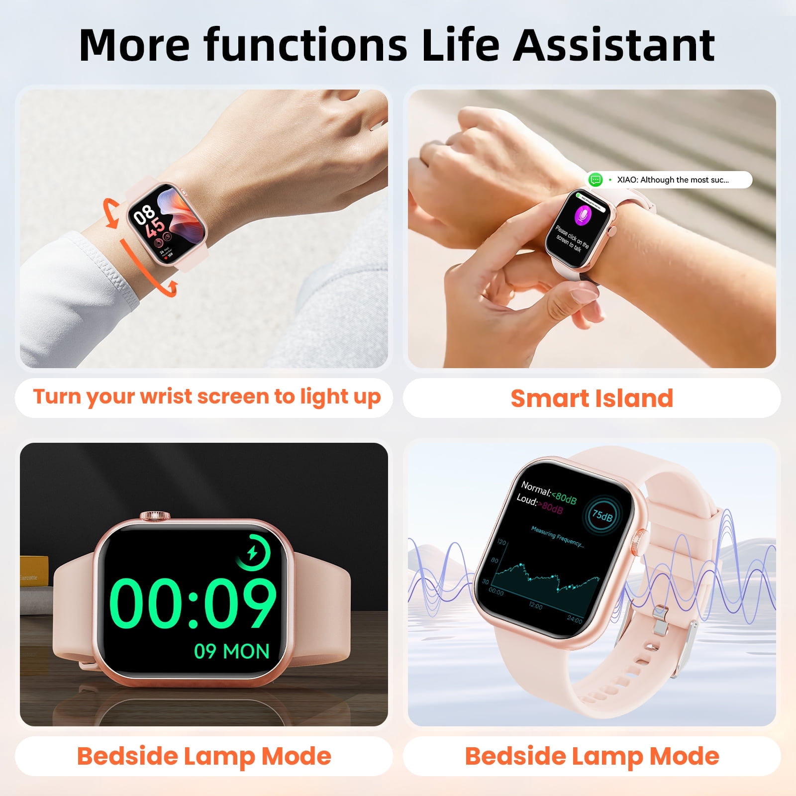 Mingdaln 1.85''HD Men Womens Smart watch,with Bluetooth Answer/Make Calls/120+Sports Modes/10 Days Standby, IP68 Waterproof Fitness Tracker Fits for Android Iphone Devices, perfect gift(Pink) - Image 5