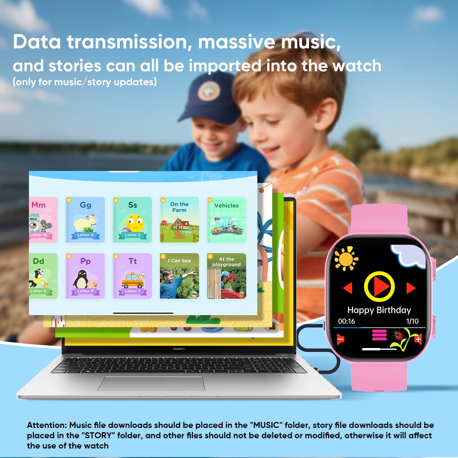 Mingdaln Kids Smart Watch Gift for Age 5-12, 13 Games HD Touch Screen Watches with Music Player Pedometer Flashlight 12/24 hr Educational Toys Birthday Gifts for Ages 7 8 9 10 - Image 2