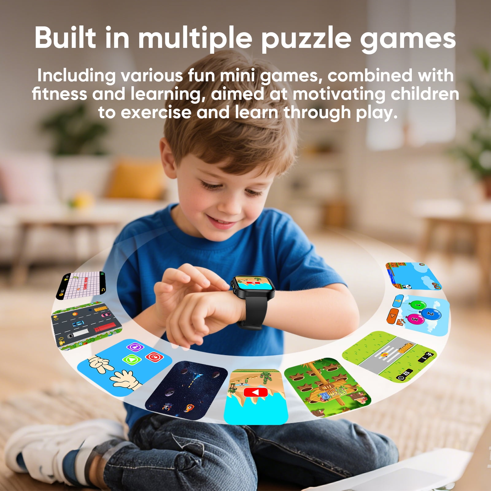 Mingdaln Kids Smart Watch Gift for Age 5-12, 13 Games HD Touch Screen Watches with Music Player Pedometer Flashlight 12/24 hr Educational Toys Birthday Gifts for Ages 7 8 9 10 - Image 4