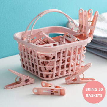 Miogawg 30 Pcs Colorful Plastic Clothes Pins With Clothespin Bag, Clothespins Basket Heavy Duty Laundry Clothes Pins Clips With Springs, Clothes Drying Line Pegs Towel Clips Picture Clips Food Clips
