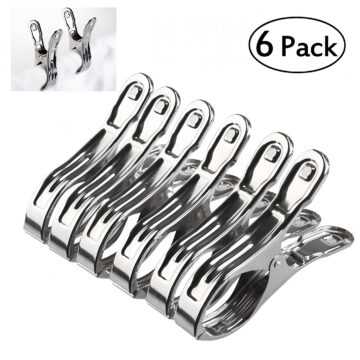 MISSMILE 2026 New 6Pcs Stainless Steel Large Beach Towel Clips Plastic Clothespins Clothes Pegs Clothes Hanger Clamp for Beach,Pool,Balcony,Laundry