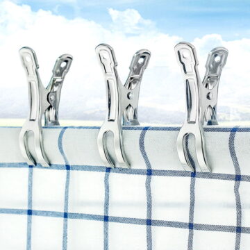 MLINS 6 Pcs Clothespin Pegs for Washing Line Drying Clip Dryer Silver
