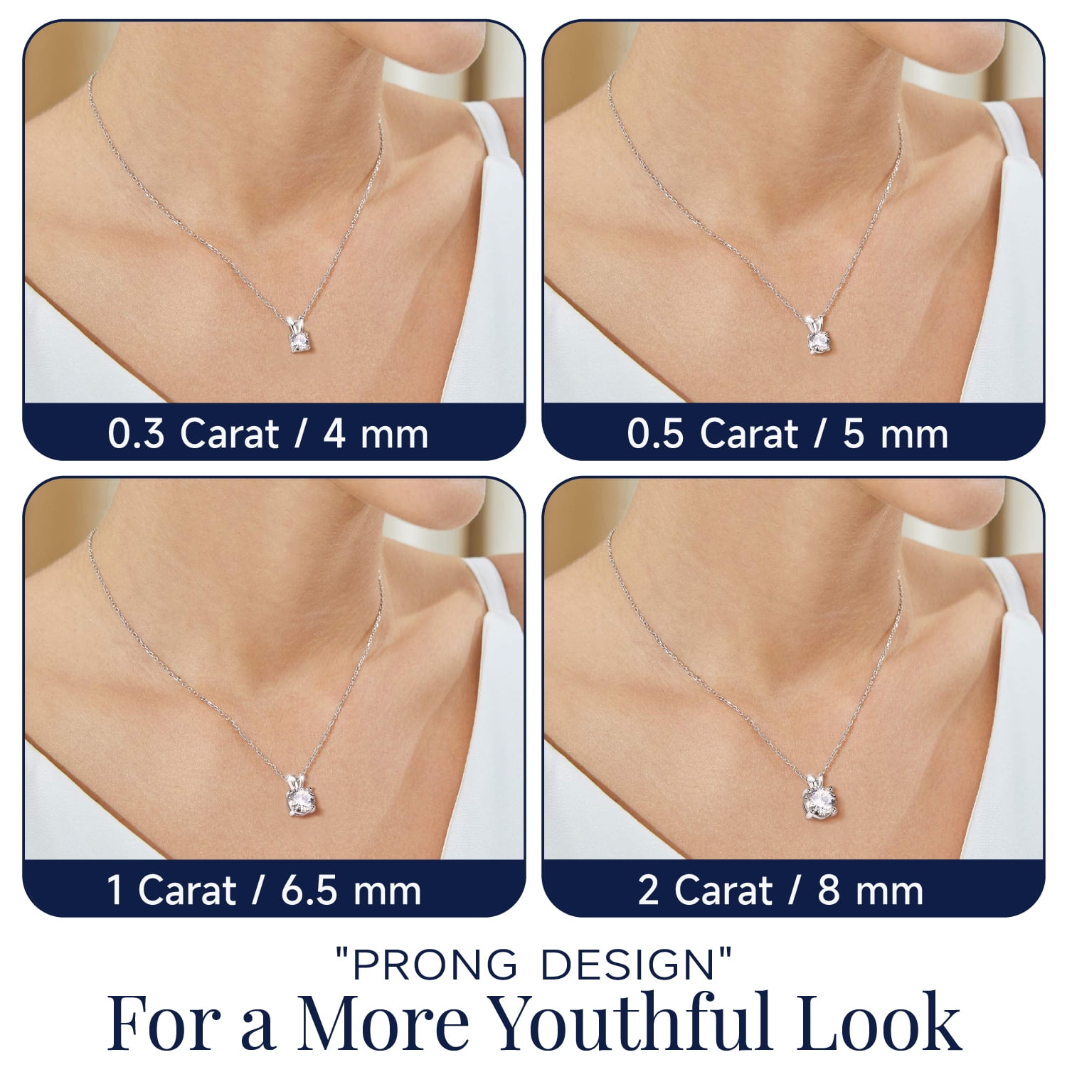 MomentWish 1 Carat Round Cut Moissanite Pendant Necklace for Women 925 Sterling Silver Christmas Anniversary Birthday Gift for Wife Mom - Image 5