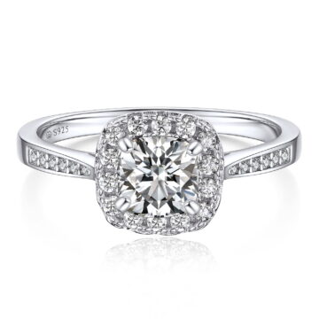 MomentWish Engagement Ring 1 Carat Lab Created Moissanite Promise Rings 925 Sterling Silver Anniversary Valentines Day Gifts for Her-Size7