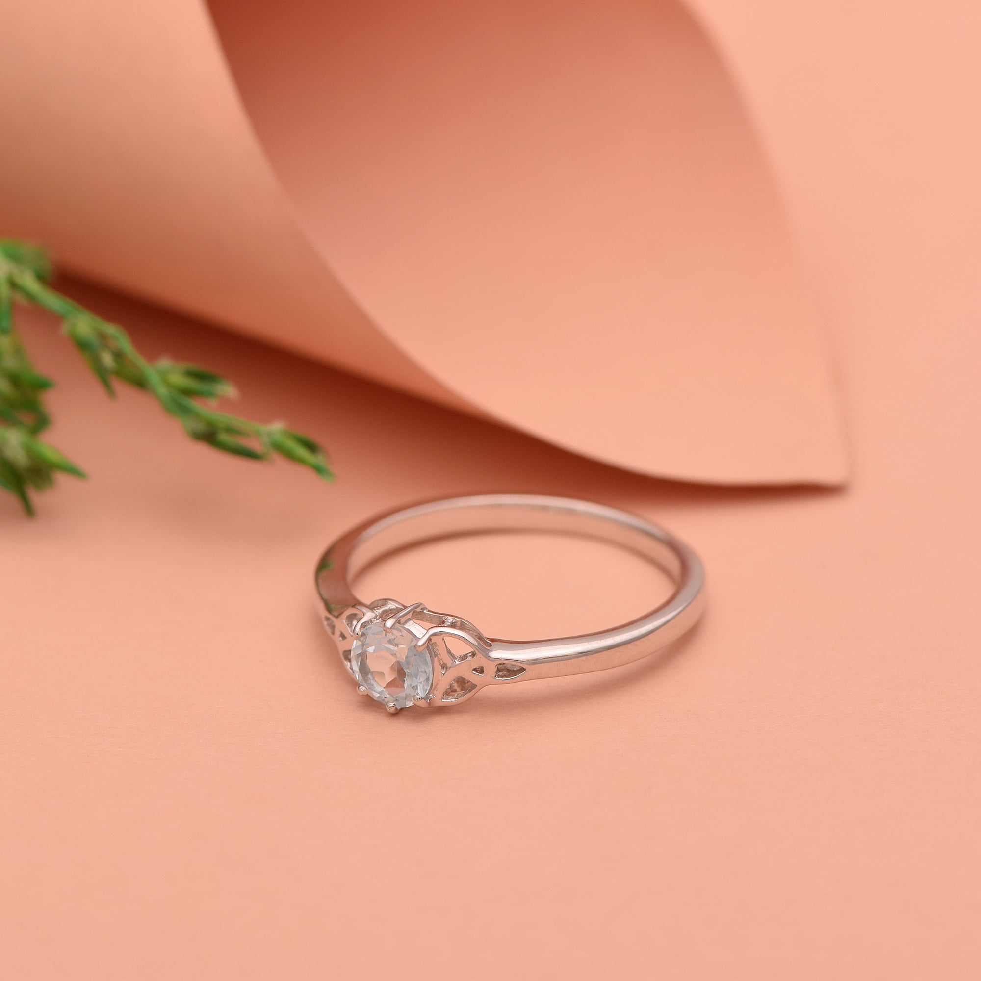 Mooneye Celtic Knot 5 mm Round Aquamarine 925 Sterling Silver Women Valentines Day Gift Ring Jewelry - Image 2