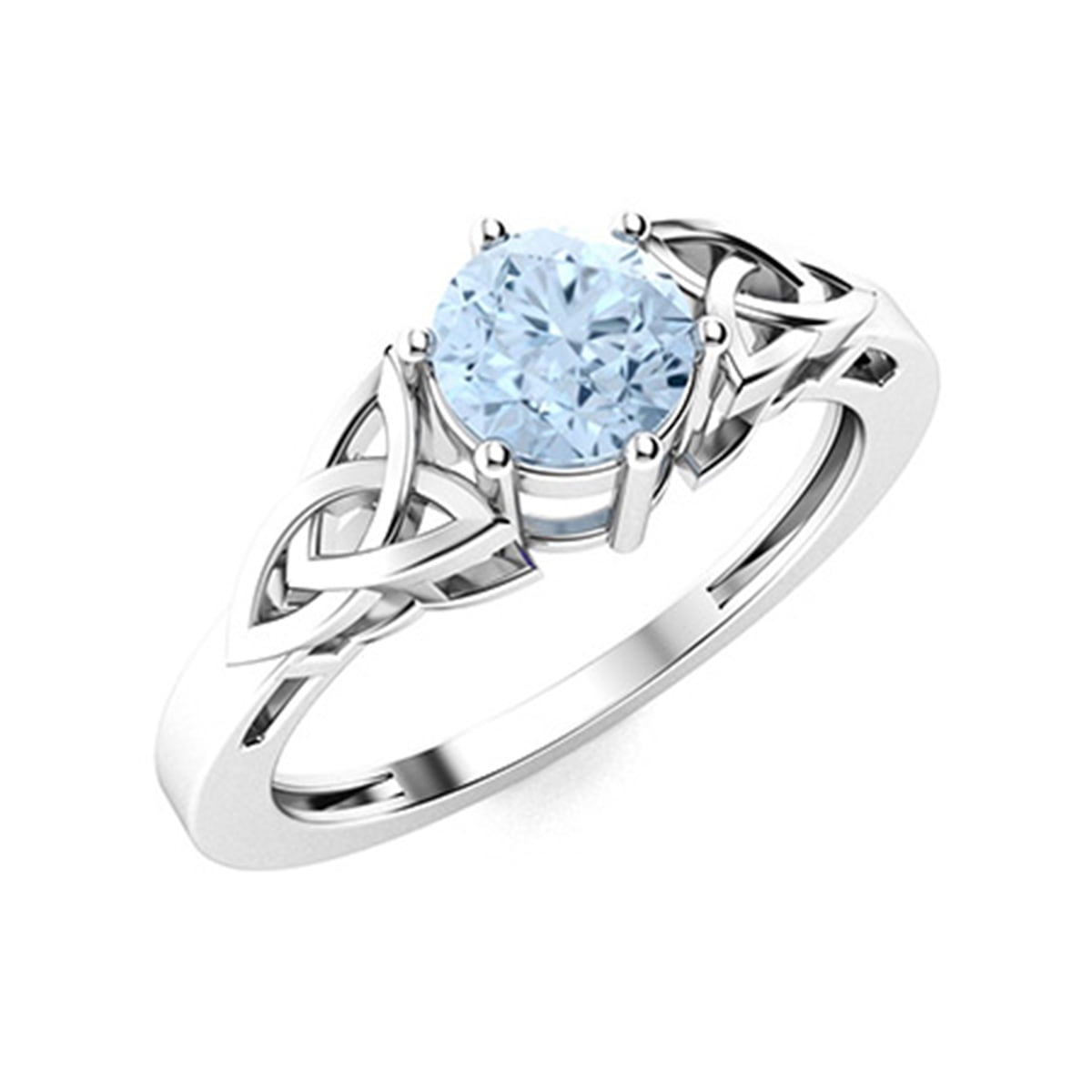 Mooneye Celtic Knot 5 mm Round Aquamarine 925 Sterling Silver Women Valentines Day Gift Ring Jewelry - Image 5