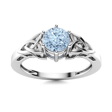 Mooneye Celtic Knot 5 mm Round Aquamarine 925 Sterling Silver Women Valentines Day Gift Ring Jewelry