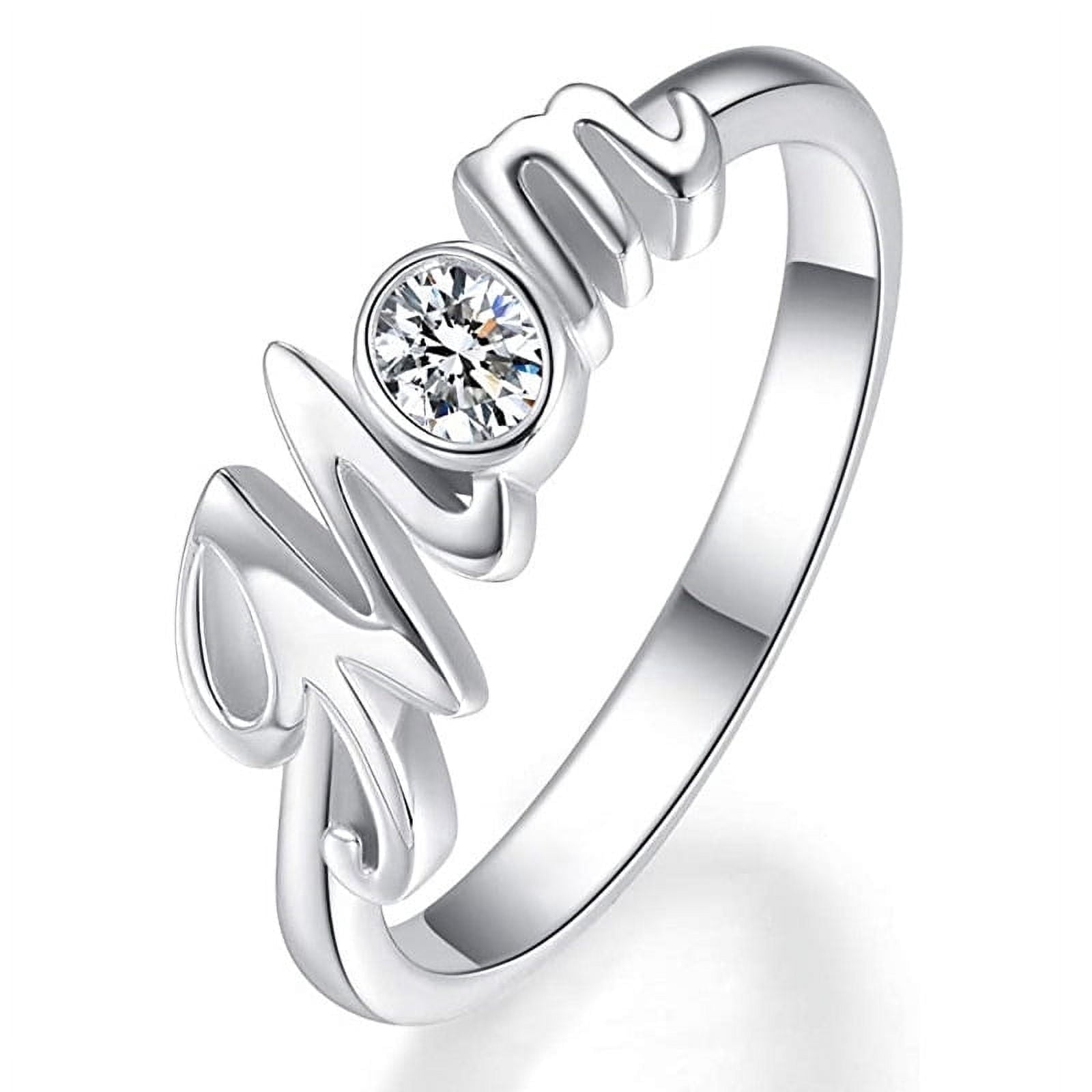 Mother's Day Gifts for Women, I Love You Mom Ring 925 Sterling Silver Mom Mother Rings Women Jewelry Gifts for Mom Mama Nana