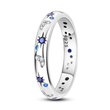 MULA Original Sparkling Starry Night 925 Sterling Silver Finger Ring Blue AAA CZ For Women Jewelry Birthday Gift