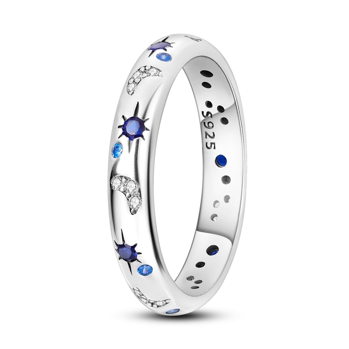 MULA Original Sparkling Starry Night 925 Sterling Silver Finger Ring Blue AAA CZ For Women Jewelry Birthday Gift