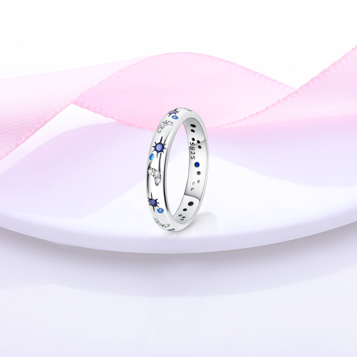MULA Original Sparkling Starry Night 925 Sterling Silver Finger Ring Blue AAA CZ For Women Jewelry Birthday Gift - Image 4