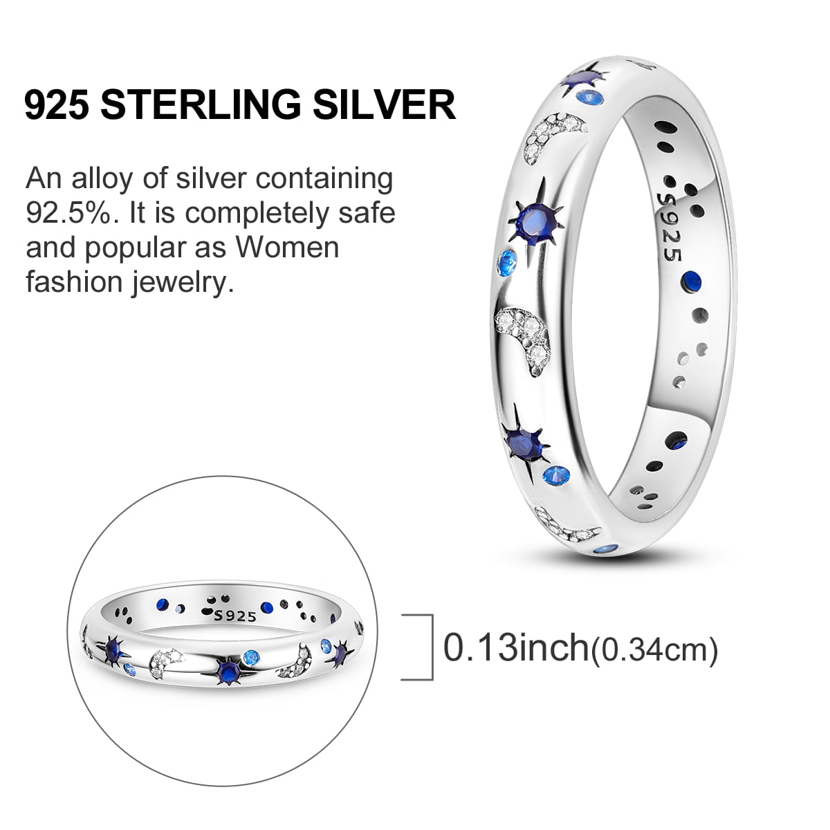 MULA Original Sparkling Starry Night 925 Sterling Silver Finger Ring Blue AAA CZ For Women Jewelry Birthday Gift - Image 2