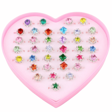 Multicolor Cartoon Adjustable Rings, Fashion Jewelry,36 Count