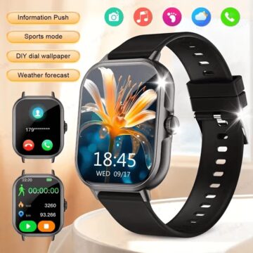 Multifunctional sports smartwatch, 2.01-inch full-touch screen, supports wireless calls and text messaging functions, equipped with a pedometer and fitness tracking features, suitable for smartphones