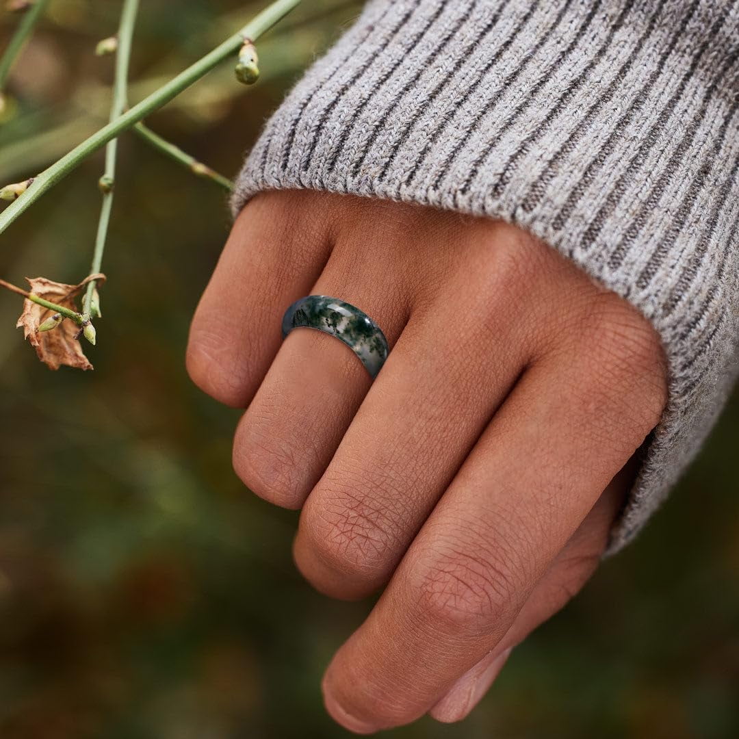 Natural Moss Agate Ring for Women & Men Natural Green Gemstone Rings Agate Jewelry Gift - Image 2