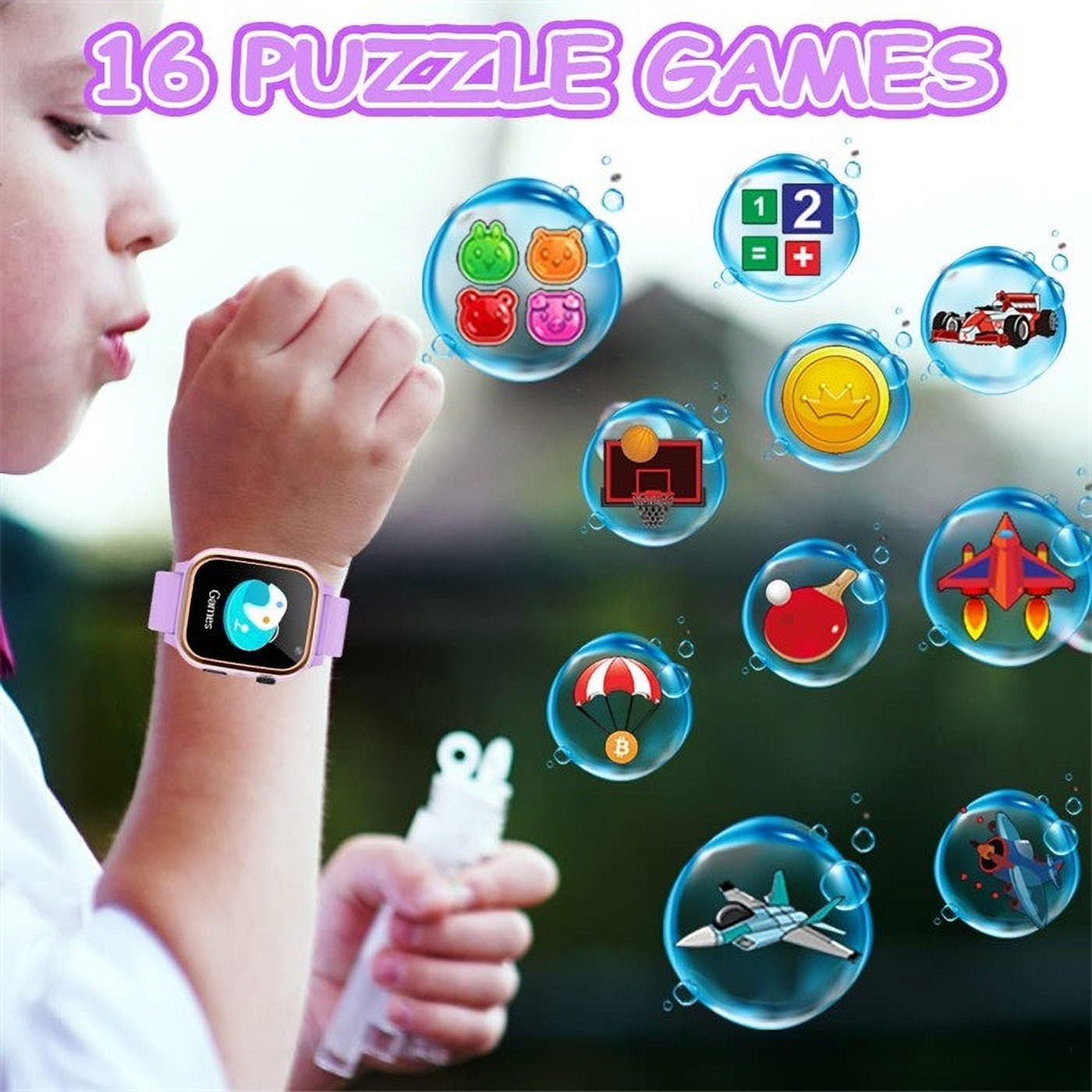 Nmdmisc Kids Game Smart Watch Gift for Girls Age 6-12,14 Puzzle Games HD Touch Screen Kids Watches with Video Camera Music Player Pedometer Flashlight 12/24hr Toys for Girls - Image 2