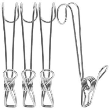 OUNONA 10-Pack Heavy Duty Stainless Steel Clothespins Space Saving Clips for Hanging Clothes Indoor and Outdoor Clothesline Use