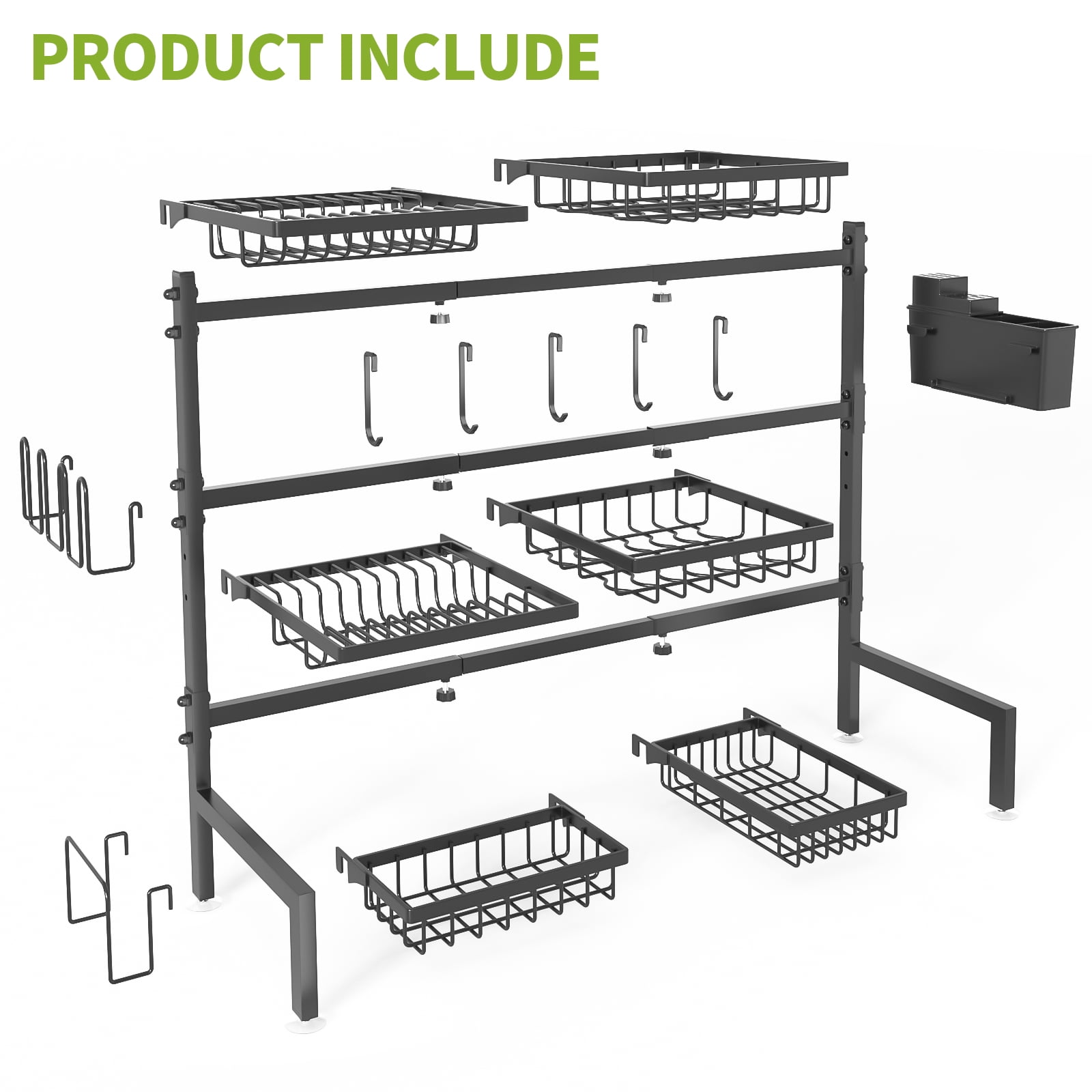 Over The Sink Dish Drying Rack, 24.8"-35.4" Expandable Length & Height,3-Tiers Large Dish Drying Rack Stainless Steel Dish Racks for Kitchen Counter - Image 2