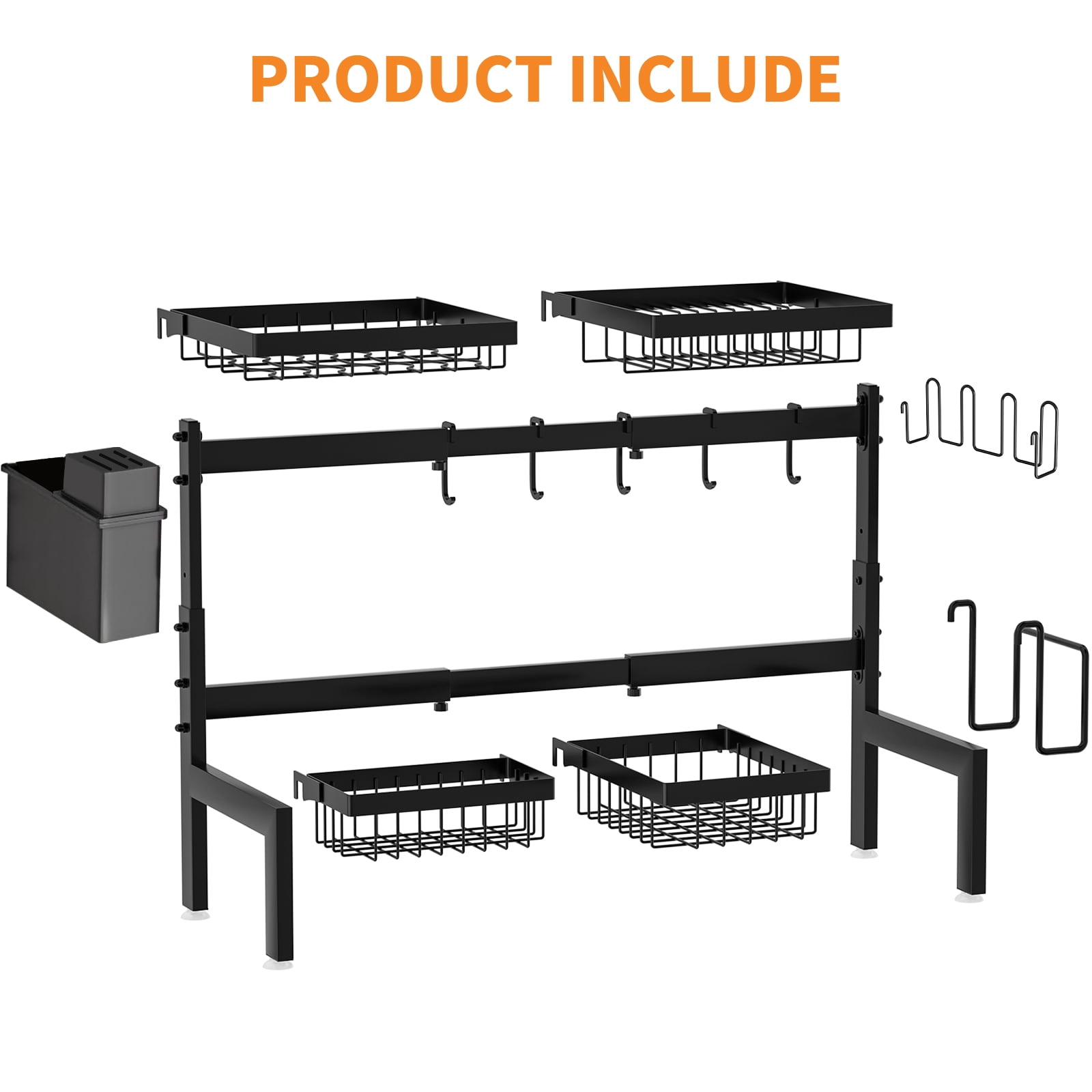 Over The Sink Dish Drying Rack, WLRETMCI Dish Drying Rack 2 Tier Adjustable 25.9"-33.4" Dish Rack for Kitchen Counter,Stainless Steel Over Sink Dish Rack Drainer with Large Capacity, Space-Saving - Image 2