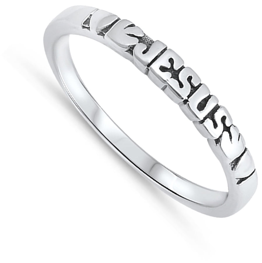Oxidized Jesus Dove Heart Stacking Ring .925 Sterling Silver Band Jewelry Female Male Unisex Size 4 - Image 3