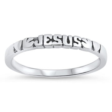 Oxidized Jesus Dove Heart Stacking Ring .925 Sterling Silver Band Jewelry Female Male Unisex Size 4