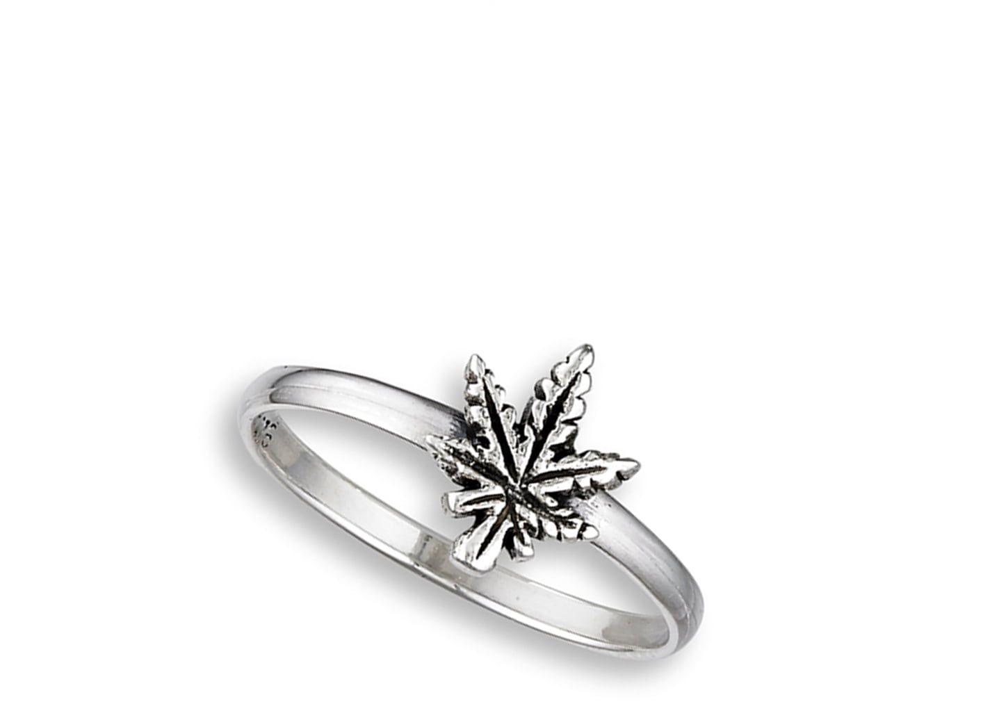 Oxidized Marijuana Leaf Ring .925 Sterling Silver Band Jewelry Female Male Unisex Size 5 - Image 2
